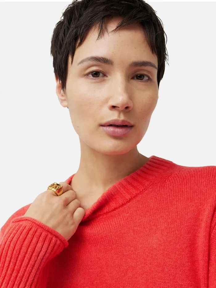 Jigsaw Compact Wool Cashmere Blend Jumper Coral Women Knitwear and Cashmere
