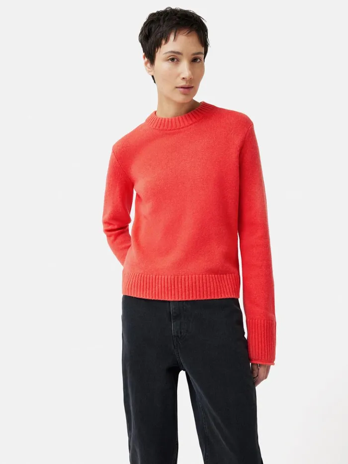 Jigsaw Compact Wool Cashmere Blend Jumper Coral Women Knitwear and Cashmere