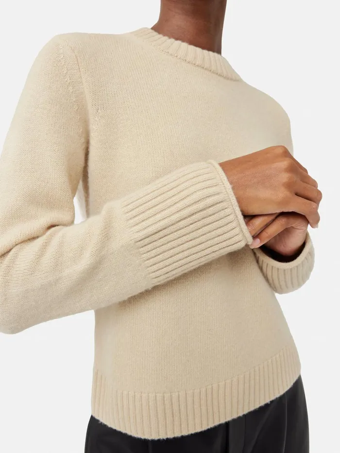 Jigsaw Compact Wool Cashmere Blend Jumper Cream Women Knitwear and Cashmere