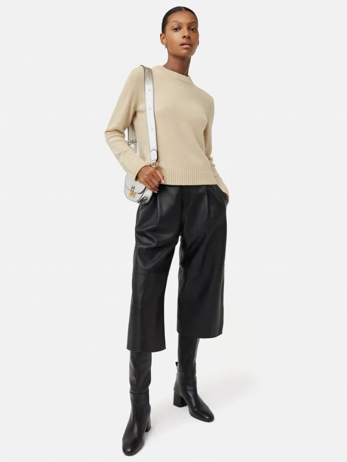 Jigsaw Compact Wool Cashmere Blend Jumper Cream Women Knitwear and Cashmere