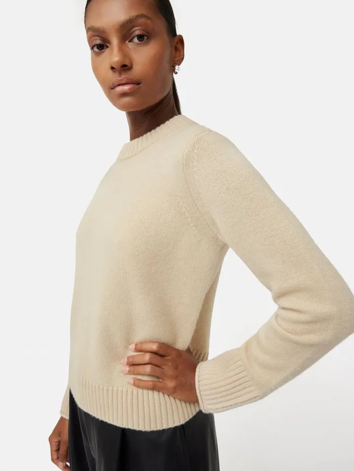 Jigsaw Compact Wool Cashmere Blend Jumper Cream Women Knitwear and Cashmere