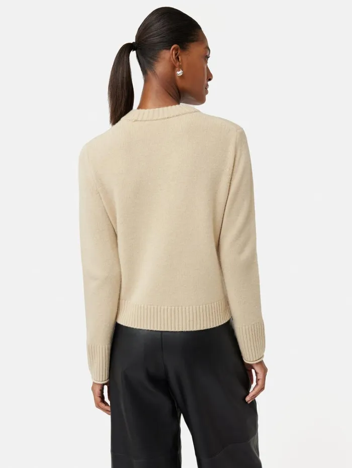 Jigsaw Compact Wool Cashmere Blend Jumper Cream Women Knitwear and Cashmere