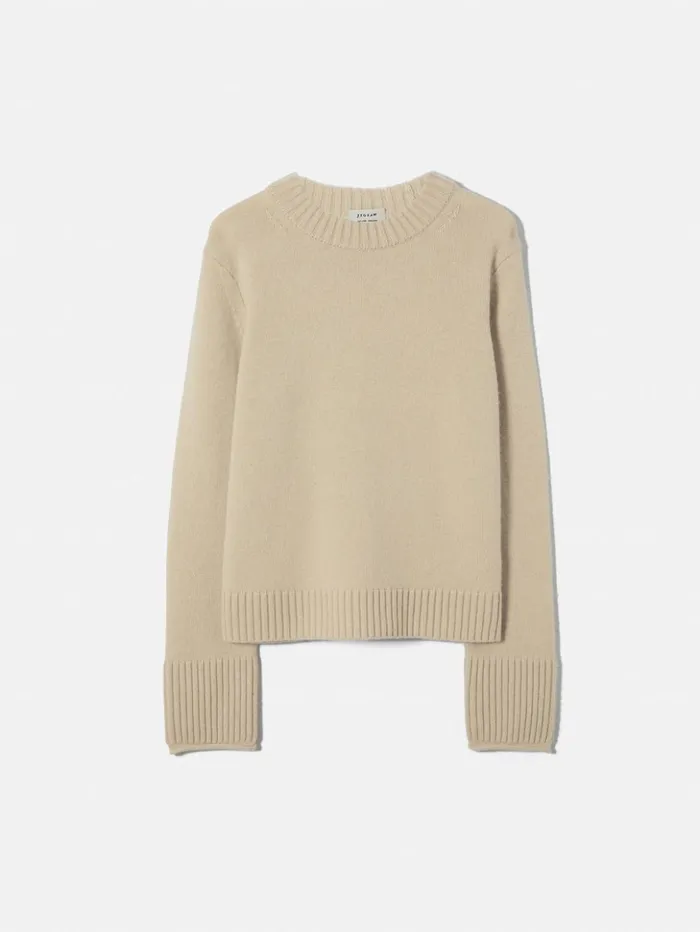Jigsaw Compact Wool Cashmere Blend Jumper Cream Women Knitwear and Cashmere