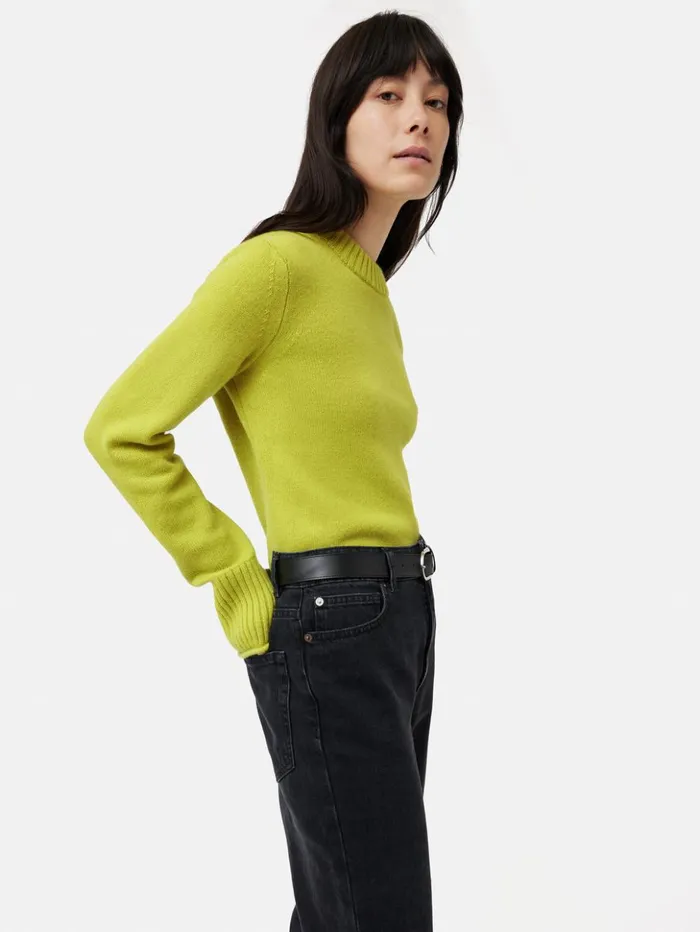 Jigsaw Compact Wool Cashmere Blend Jumper Lime Women Knitwear and Cashmere