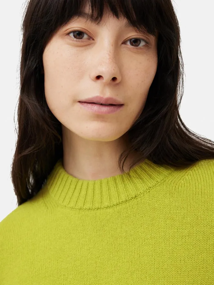 Jigsaw Compact Wool Cashmere Blend Jumper Lime Women Knitwear and Cashmere