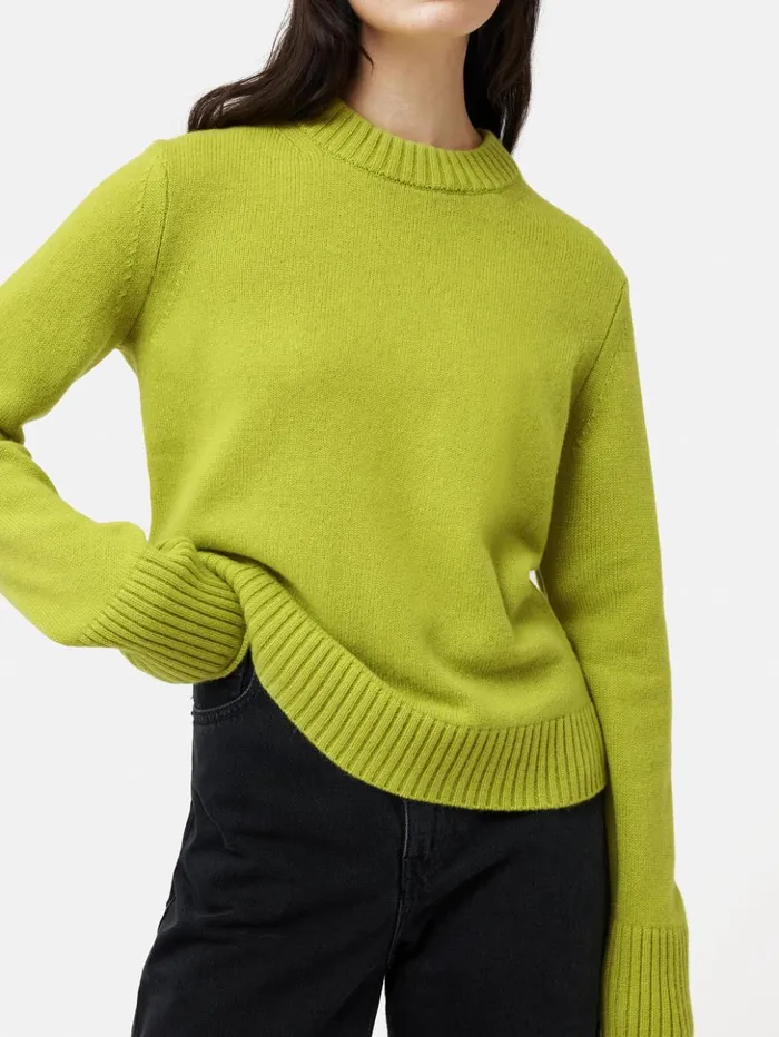 Jigsaw Compact Wool Cashmere Blend Jumper Lime Women Knitwear and Cashmere