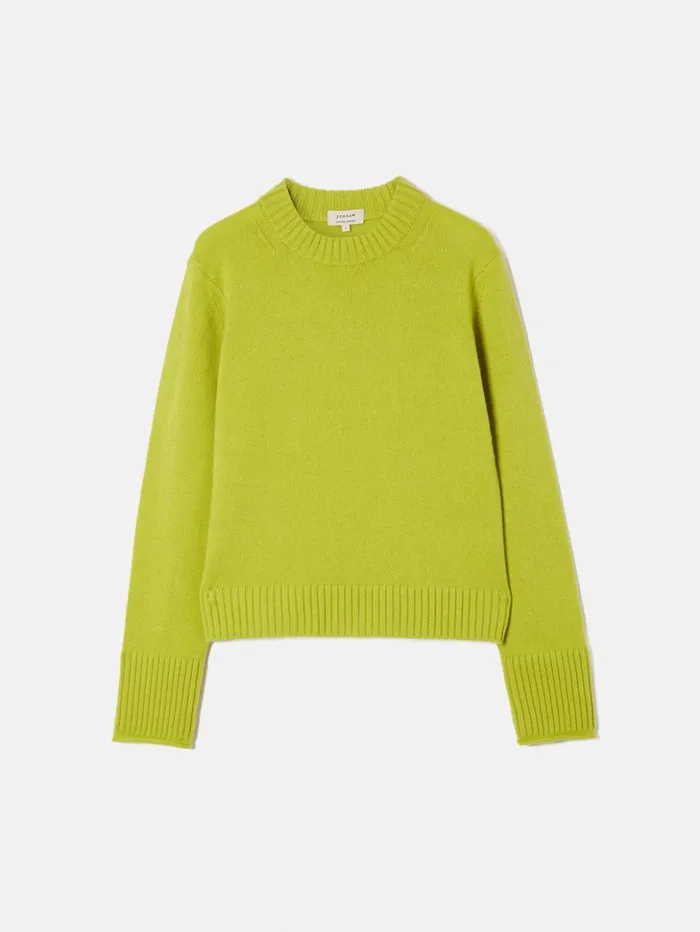Jigsaw Compact Wool Cashmere Blend Jumper Lime Women Knitwear and Cashmere