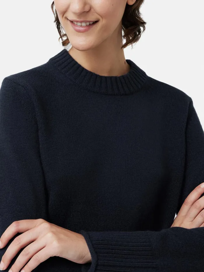 Jigsaw Compact Wool Cashmere Blend Jumper Navy Women Knitwear and Cashmere