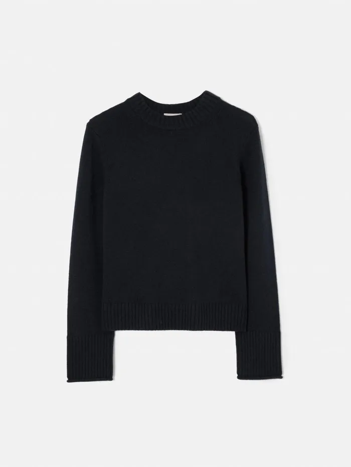 Jigsaw Compact Wool Cashmere Blend Jumper Navy Women Knitwear and Cashmere