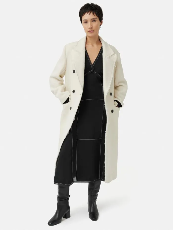 Jigsaw Contrast Stitch Viscose Dress Black Women Dresses and Jumpsuits