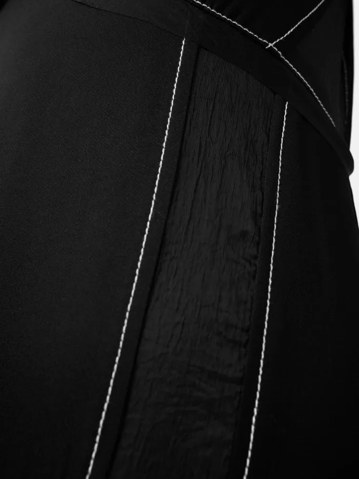 Jigsaw Contrast Stitch Viscose Dress Black Women Dresses and Jumpsuits