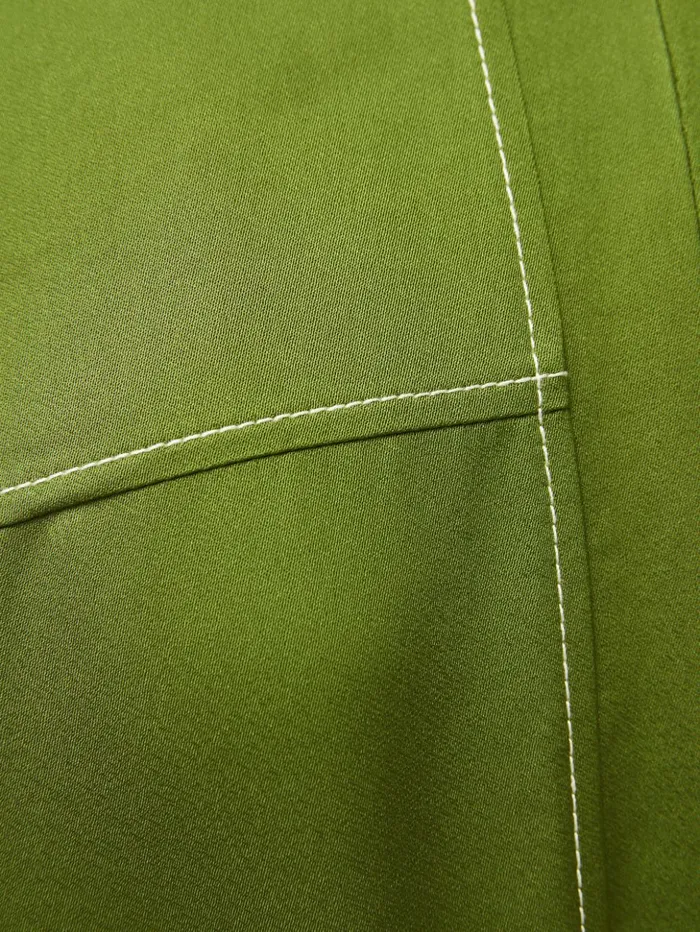 Jigsaw Contrast Stitch Viscose Dress Green Women Dresses and Jumpsuits