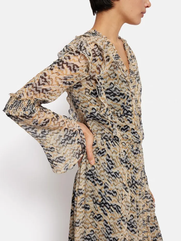 Jigsaw Coral Scape Crinkle Maxi Dress Monochrome Women Dresses and Jumpsuits