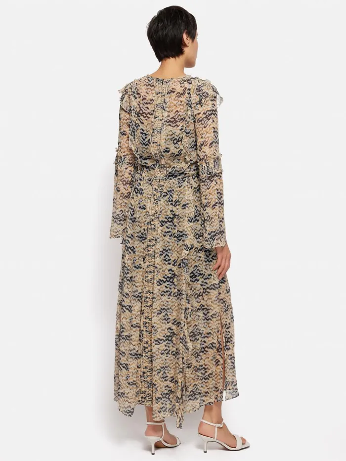 Jigsaw Coral Scape Crinkle Maxi Dress Monochrome Women Dresses and Jumpsuits