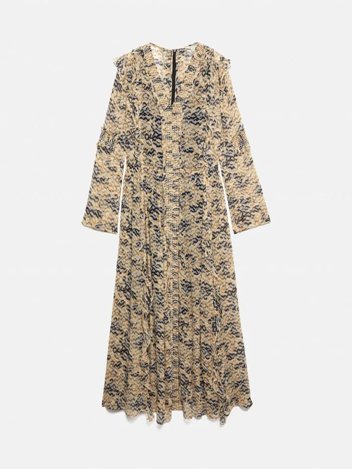 Jigsaw Coral Scape Crinkle Maxi Dress Monochrome Women Dresses and Jumpsuits