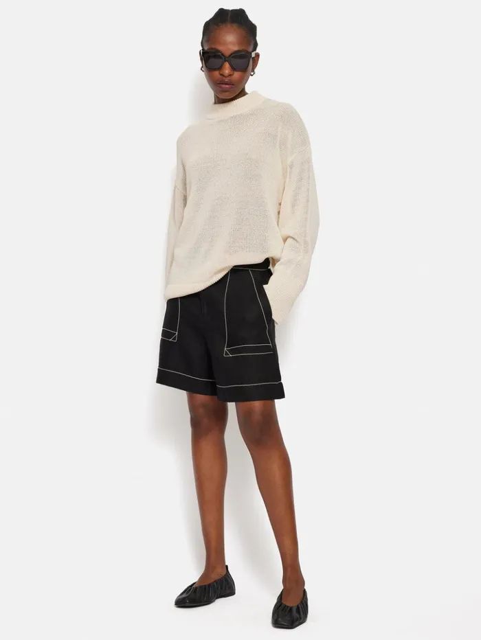 Jigsaw Corded Cotton Blend Jumper Cream Women Shirts and Tops