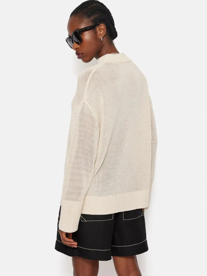 Jigsaw Corded Cotton Blend Jumper Cream Women Shirts and Tops