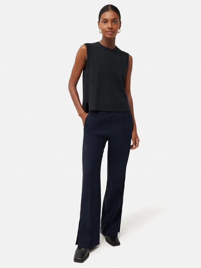 Jigsaw Cotton Blend Crew Tank Black Women Knitwear and Cashmere