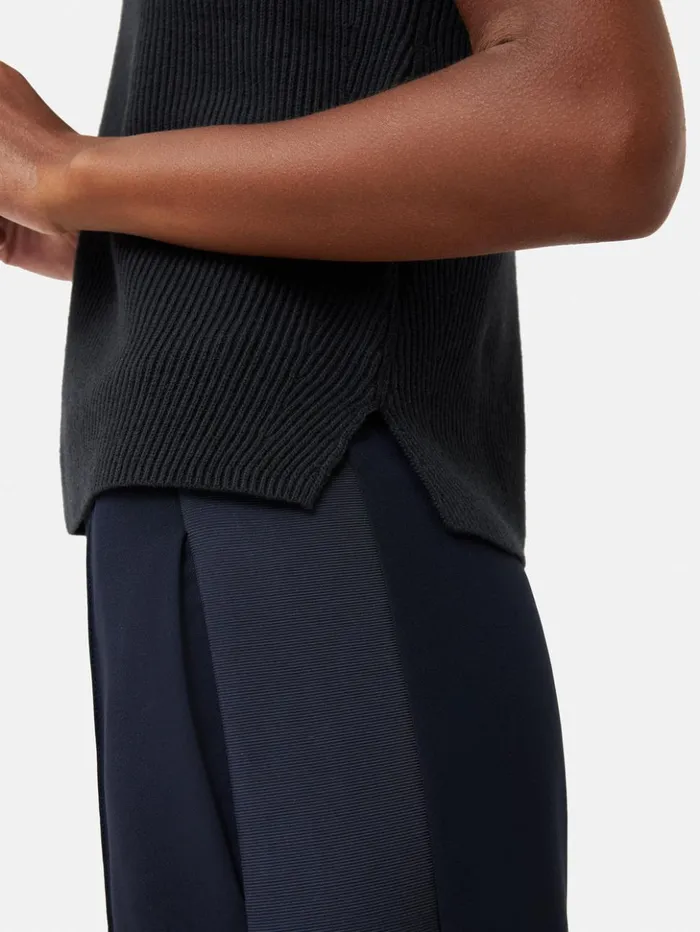 Jigsaw Cotton Blend Crew Tank Black Women Knitwear and Cashmere