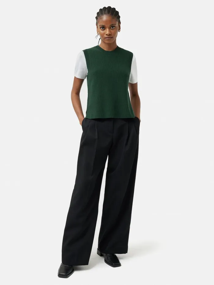 Jigsaw Cotton Blend Crew Tank Forest Green Women Knitwear and Cashmere