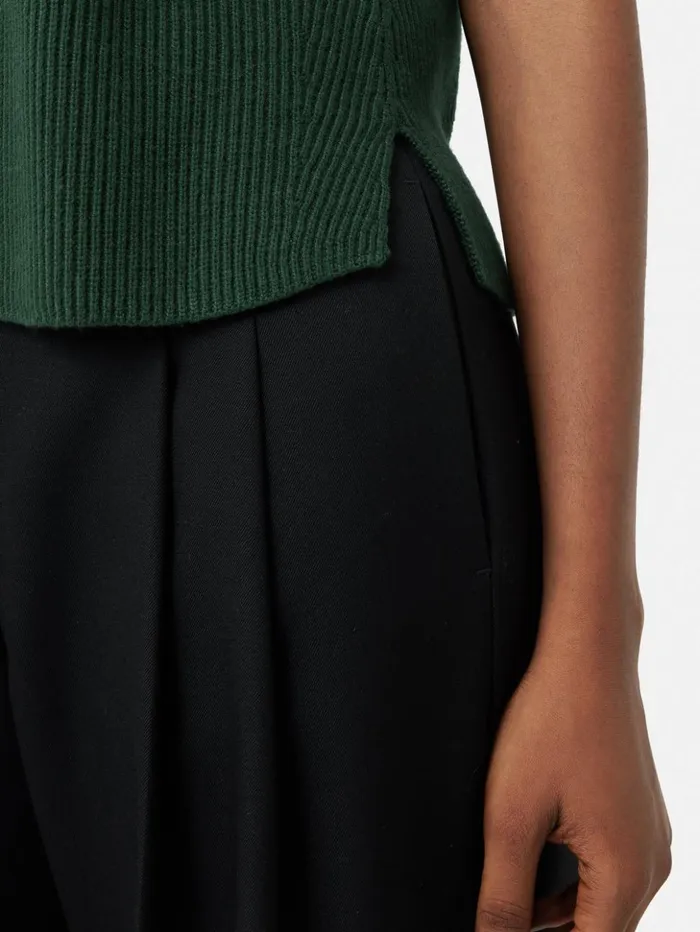Jigsaw Cotton Blend Crew Tank Forest Green Women Knitwear and Cashmere