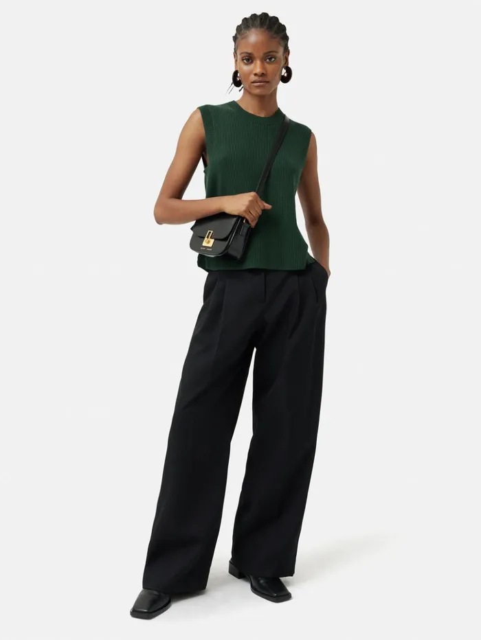 Jigsaw Cotton Blend Crew Tank Forest Green Women Knitwear and Cashmere