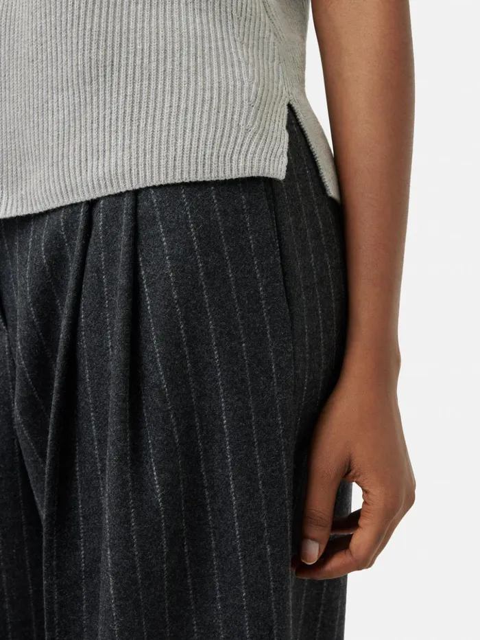 Jigsaw Cotton Blend Crew Tank Grey Women Knitwear and Cashmere