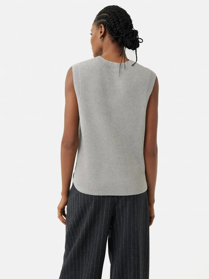 Jigsaw Cotton Blend Crew Tank Grey Women Knitwear and Cashmere