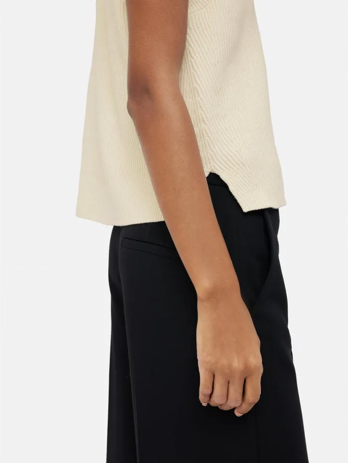 Jigsaw Cotton Blend Crew Tank Ivory Women Knitwear and Cashmere