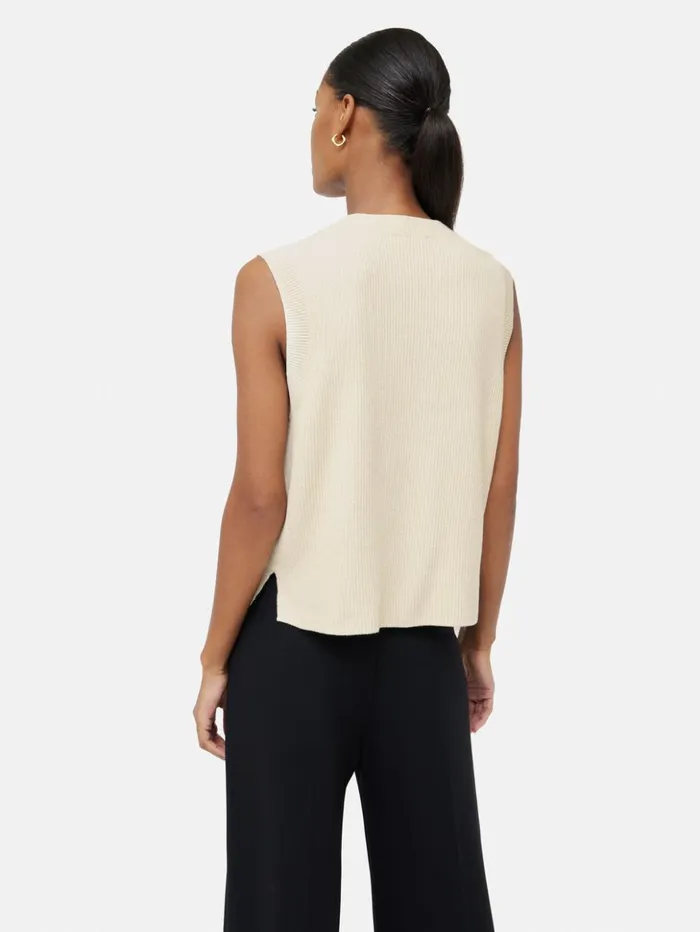 Jigsaw Cotton Blend Crew Tank Ivory Women Knitwear and Cashmere