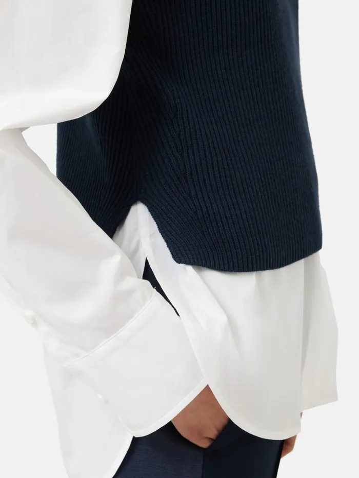 Jigsaw Cotton Blend Crew Tank Navy Women Knitwear and Cashmere
