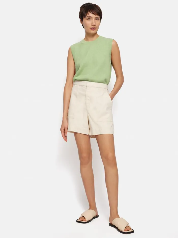 Jigsaw Cotton Blend Crew Tank Pistachio Women Knitwear and Cashmere