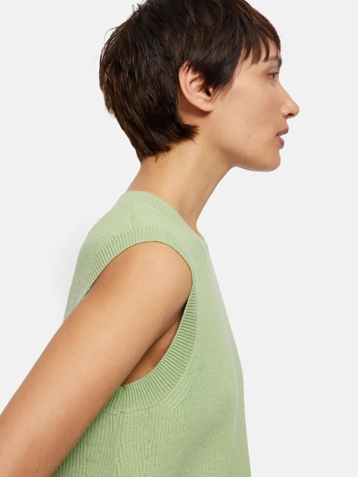 Jigsaw Cotton Blend Crew Tank Pistachio Women Knitwear and Cashmere