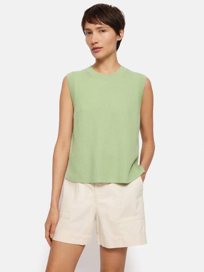 Jigsaw Cotton Blend Crew Tank Pistachio Women Knitwear and Cashmere
