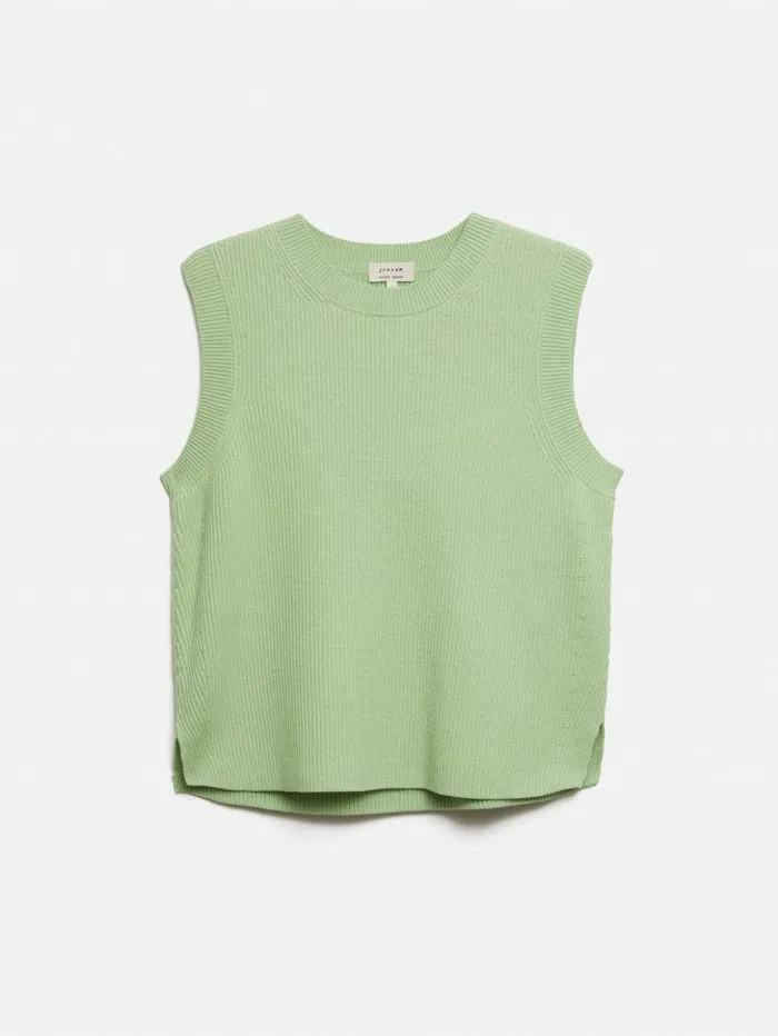 Jigsaw Cotton Blend Crew Tank Pistachio Women Knitwear and Cashmere
