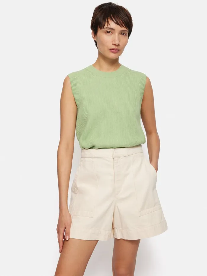 Jigsaw Cotton Blend Crew Tank Pistachio Women Shirts and Tops