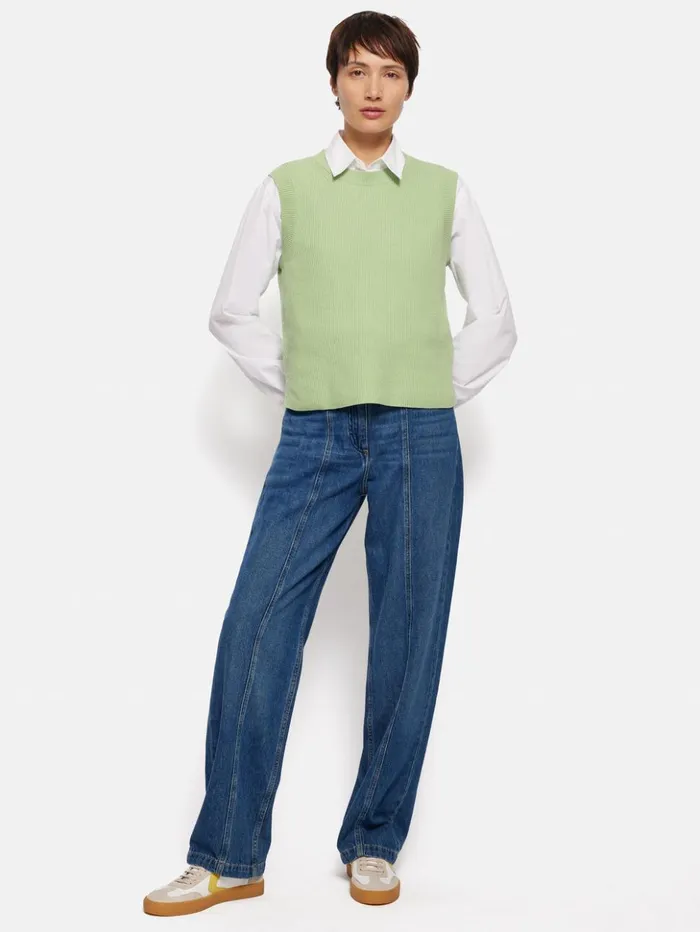 Jigsaw Cotton Blend Crew Tank Pistachio Women Shirts and Tops