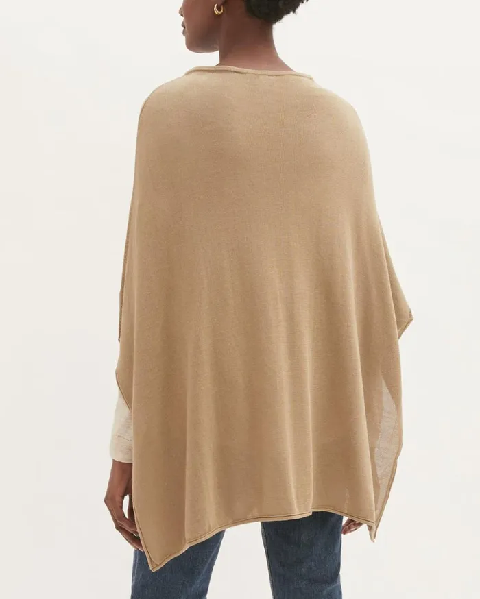 Jigsaw Cotton Blend Knitted Poncho Beige Women Knitwear and Cashmere