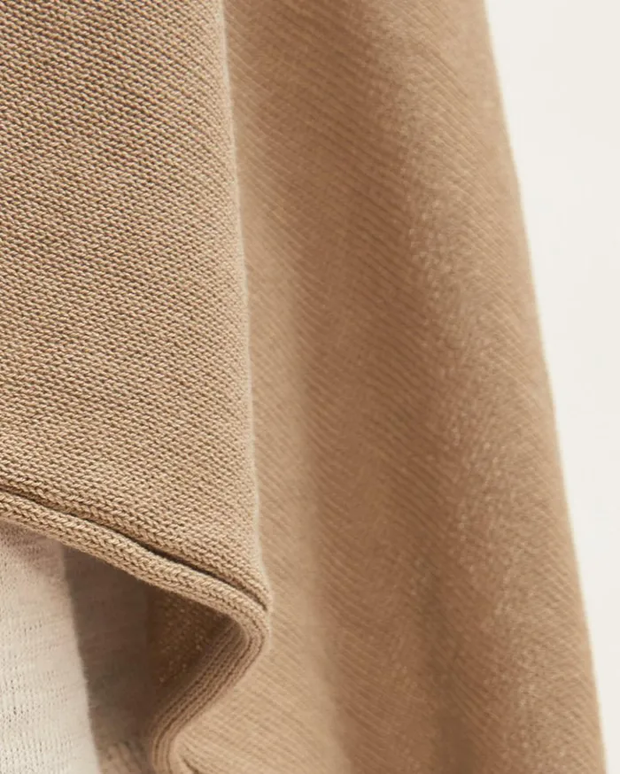 Jigsaw Cotton Blend Knitted Poncho Beige Women Knitwear and Cashmere