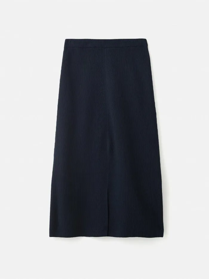 Jigsaw Cotton Blend Knitted Skirt Navy Women Knitwear and Cashmere