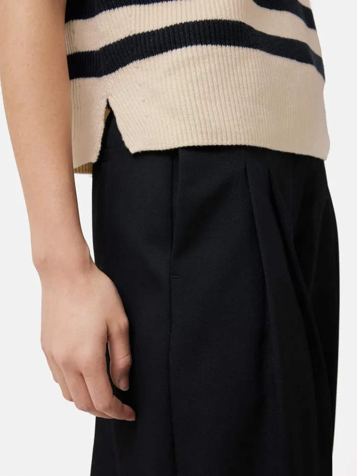 Jigsaw Cotton Blend Stripe Crew Tank Navy Women Knitwear and Cashmere