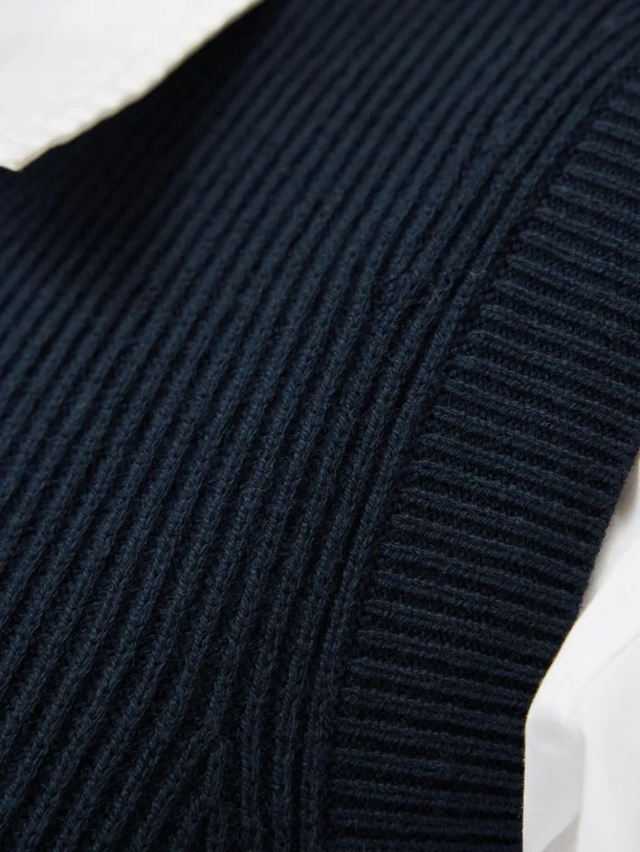Jigsaw Cotton Blend V Neck Tank Navy Women Knitwear and Cashmere