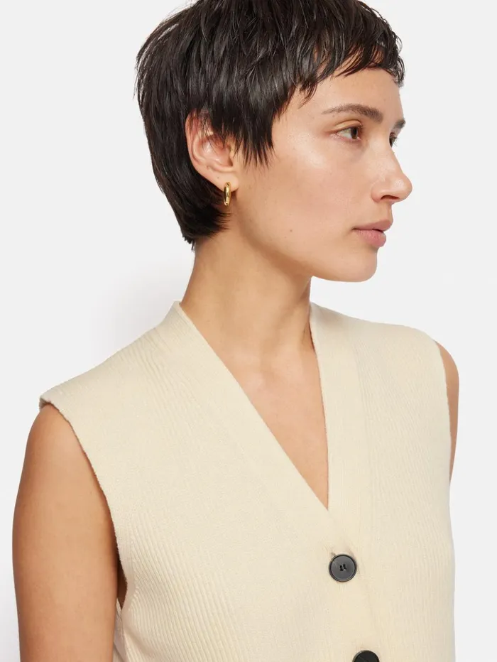 Jigsaw Cotton Blend Waistcoat Ivory Women Knitwear and Cashmere