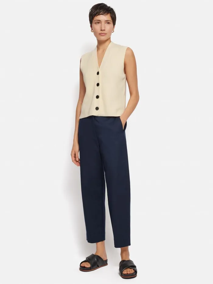 Jigsaw Cotton Blend Waistcoat Ivory Women Knitwear and Cashmere