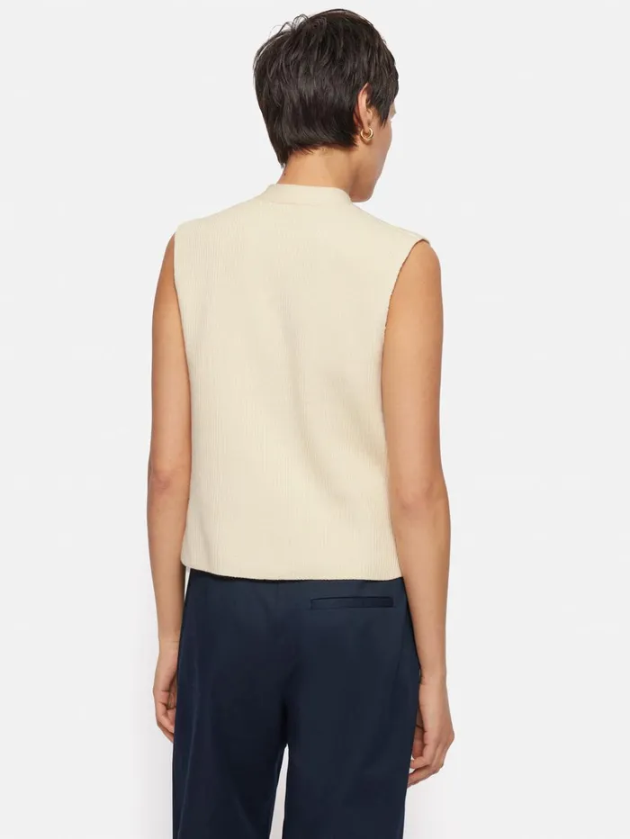 Jigsaw Cotton Blend Waistcoat Ivory Women Knitwear and Cashmere