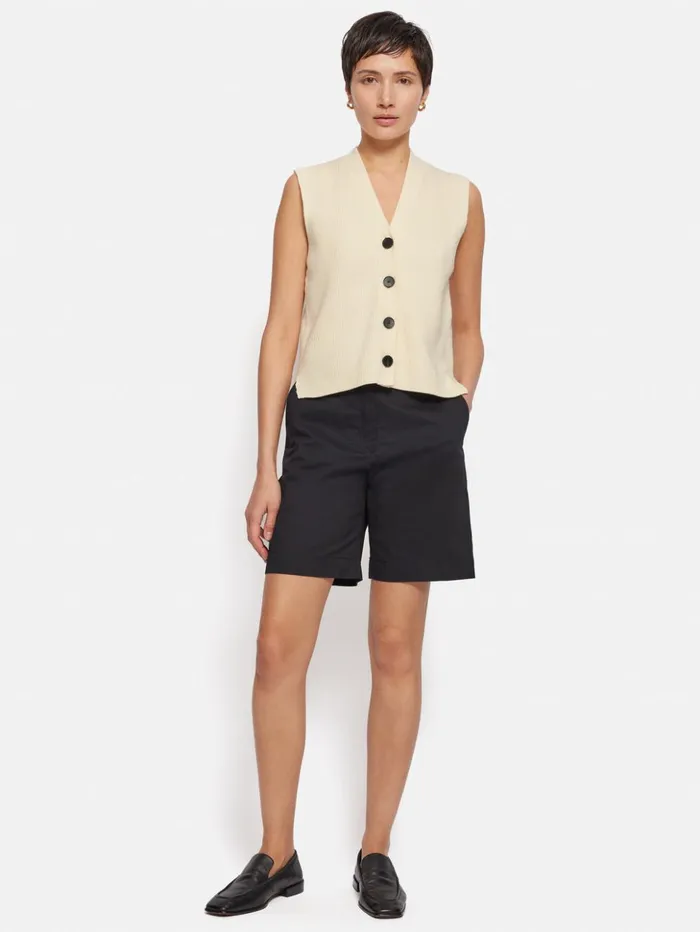 Jigsaw Cotton Blend Waistcoat Ivory Women Knitwear and Cashmere