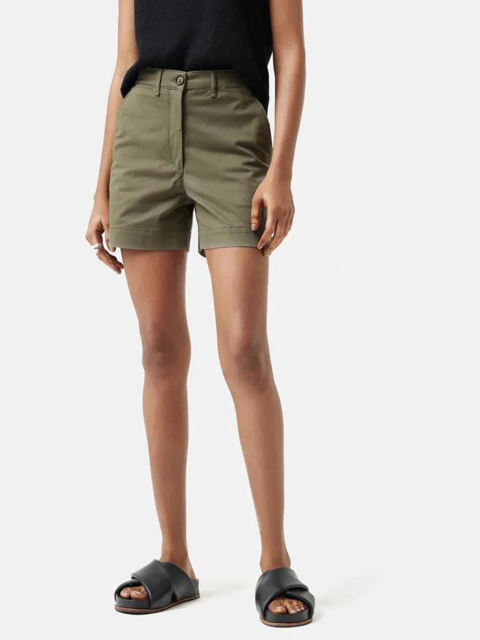 Jigsaw Cotton Chino Short Olive Women Shorts