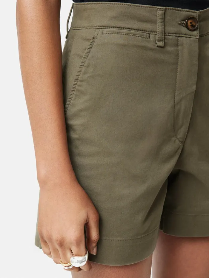 Jigsaw Cotton Chino Short Olive Women Shorts
