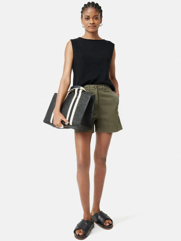 Jigsaw Cotton Chino Short Olive Women Shorts
