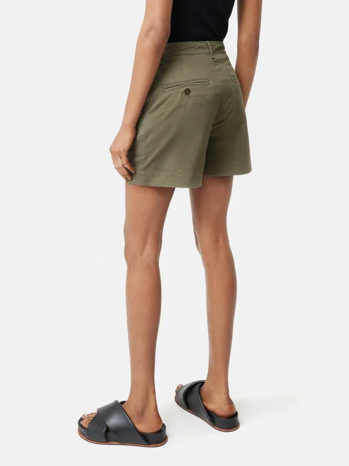 Jigsaw Cotton Chino Short Olive Women Shorts